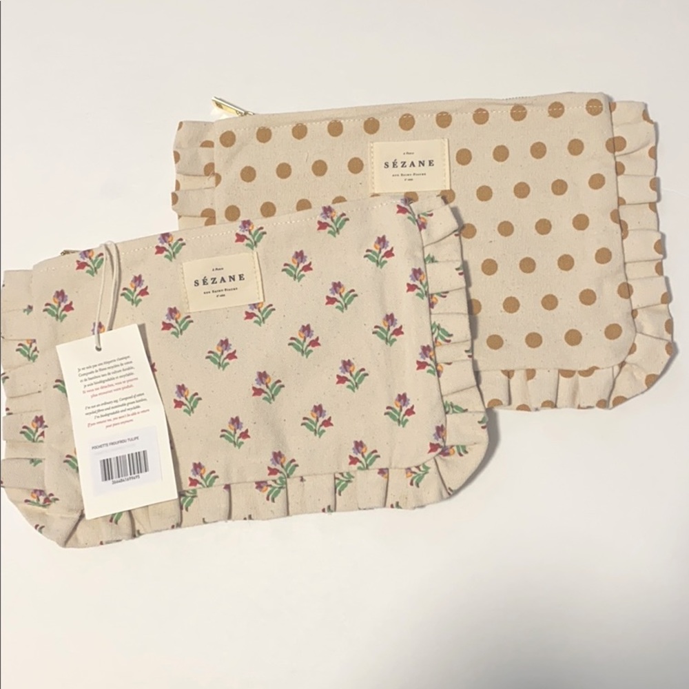 Sezane set of 2 canvas pouches